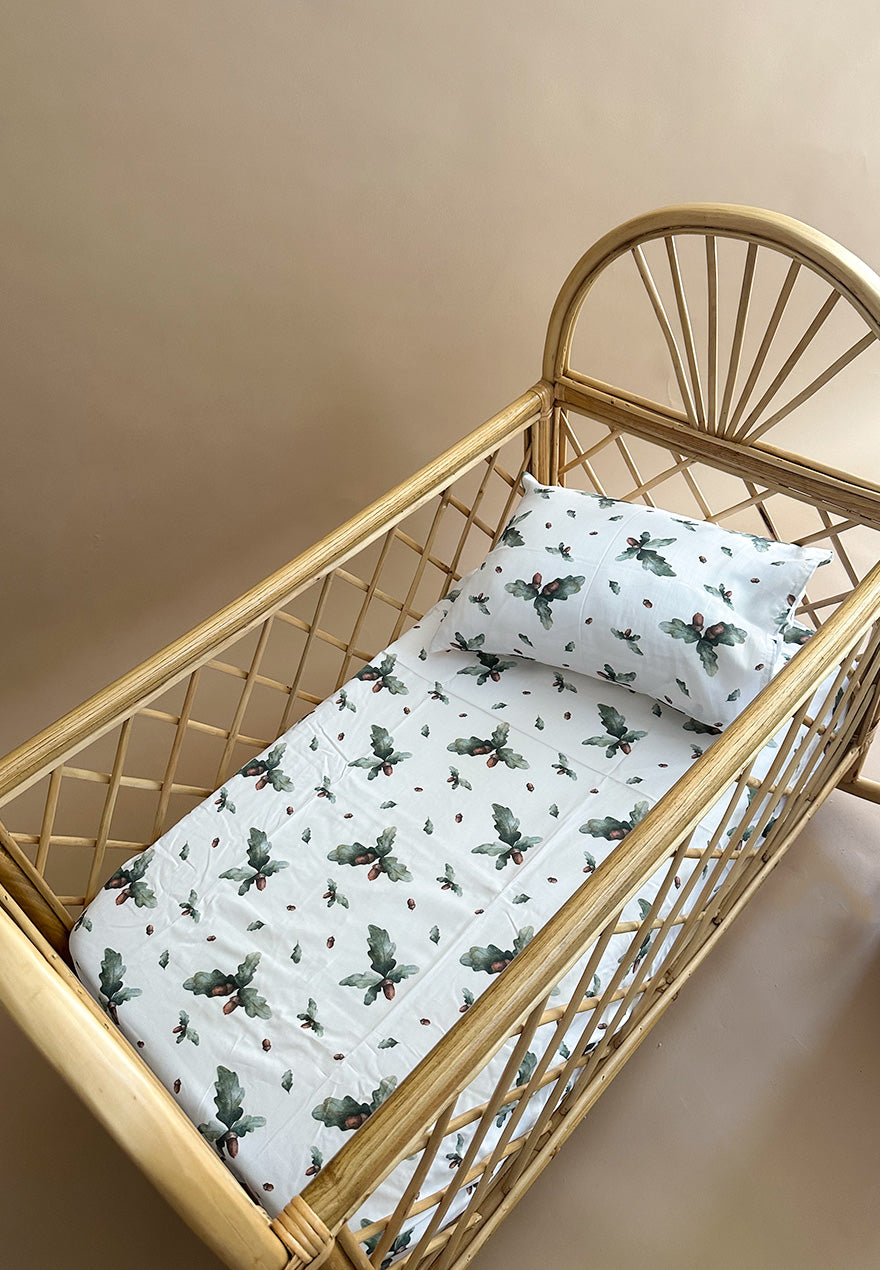 Oak Crib sheet + pillow case