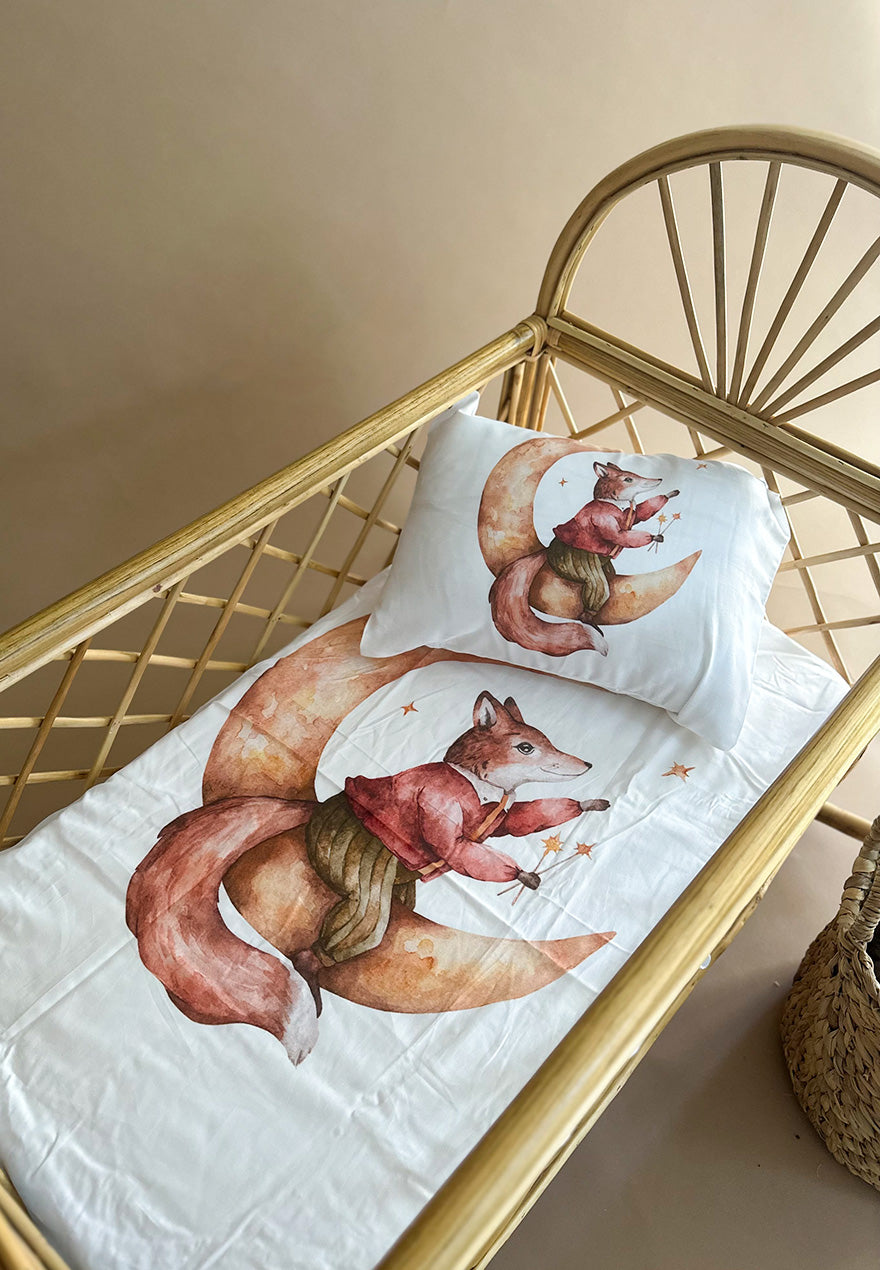 Fox and the Moon Crib sheet + pillow case