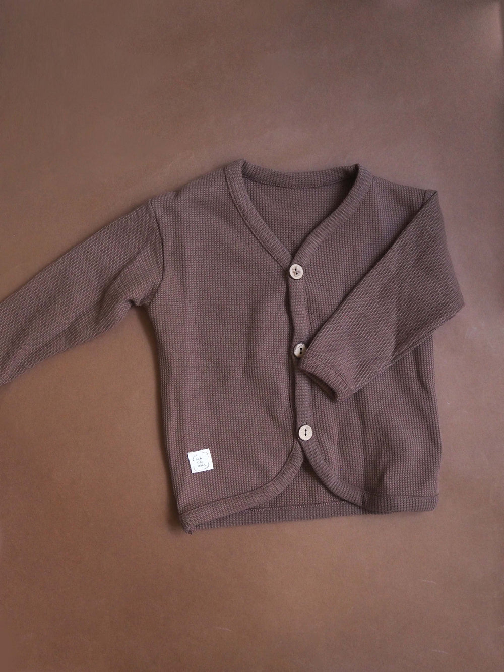 Brown Quality Waffle Cardigan