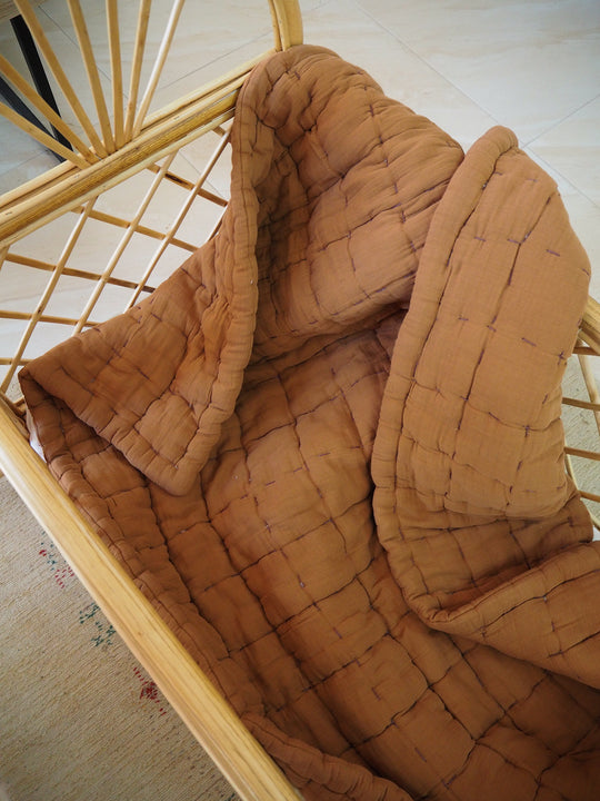 Brown Handmade Muslin Quilt